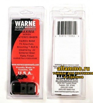 Основания Warne S824/824М на Anschutz (база weaver на 4 винта 12,7мм)