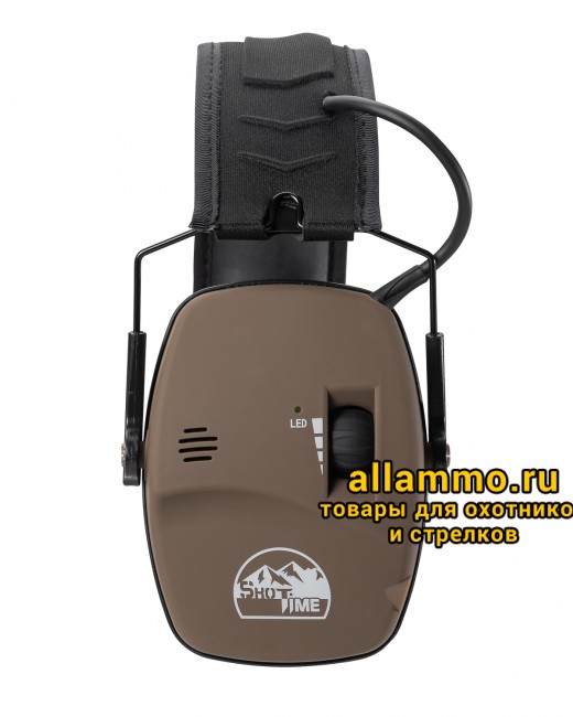 Наушники активные ShotTime 44 NRR 22dB, кожа+ткань, гелевые амбушюры