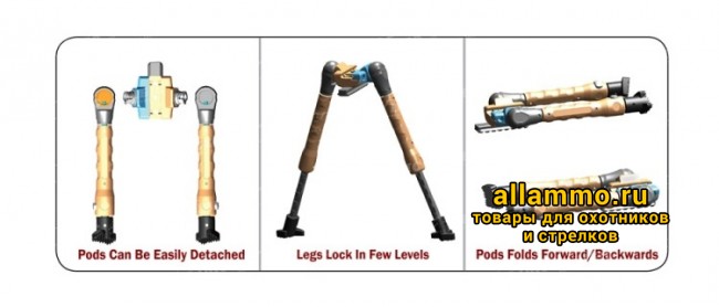 Сошки CAA на Weaver/Picatinny 175-246мм наклон 180° NBP