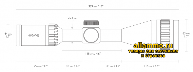 Оптический прицел Hawke Airmax WA 4-12x50 AO