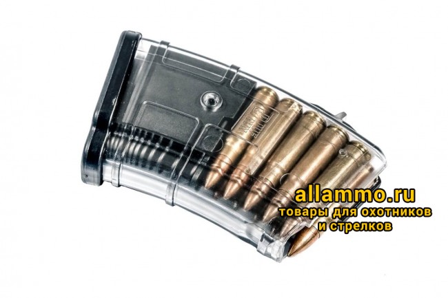 Магазин Pufgun на ВПО-133/Сайга-МК/М (без сухаря) 7,62х39 10 патронов, прозрачный