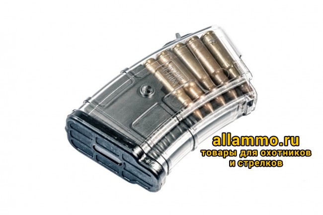 Магазин Pufgun на ВПО-133/Сайга-МК/М (без сухаря) 7,62х39 10 патронов, прозрачный