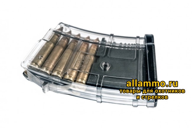 Магазин Pufgun на ВПО-133/Сайга-МК/М (без сухаря) 7,62х39 10 патронов, прозрачный