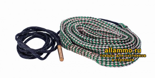 Гибкая змейка CleaningCord от ShotTime, кал.7,62мм, с бронз.ершом, материал-капрон, шнур 70,5см. с протяжкой
