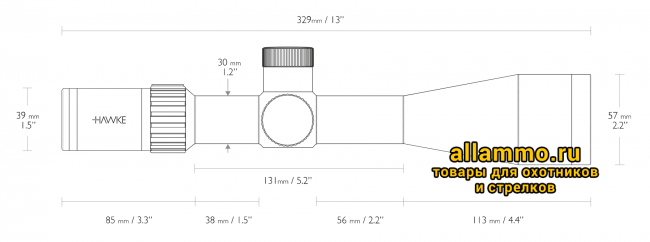13220 Оптический прицел Hawke Airmax 30 WA IR Compact 6-24x50 SF