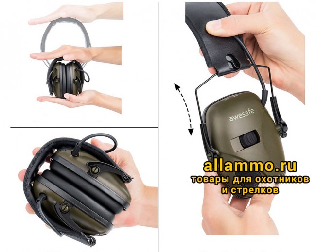 Активные наушники Awesafe олива