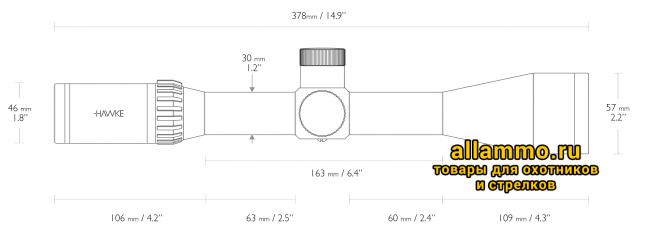 13352 Оптический прицел Hawke Airmax 30 WA FFP IR 6-24x50 SF