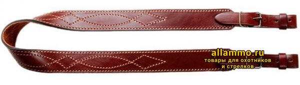 VEKTOR Ремень для ружья из натуральной кожи с узорной растрочкой и подкладкой из велюра (Р-13)