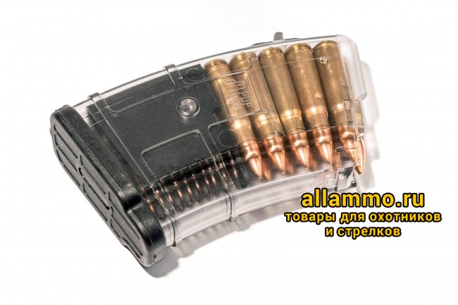 Магазин Pufgun на ВПО-136/АК/АКМ/Сайга (с сухарем) 7,62х39 10 патронов, прозрачный