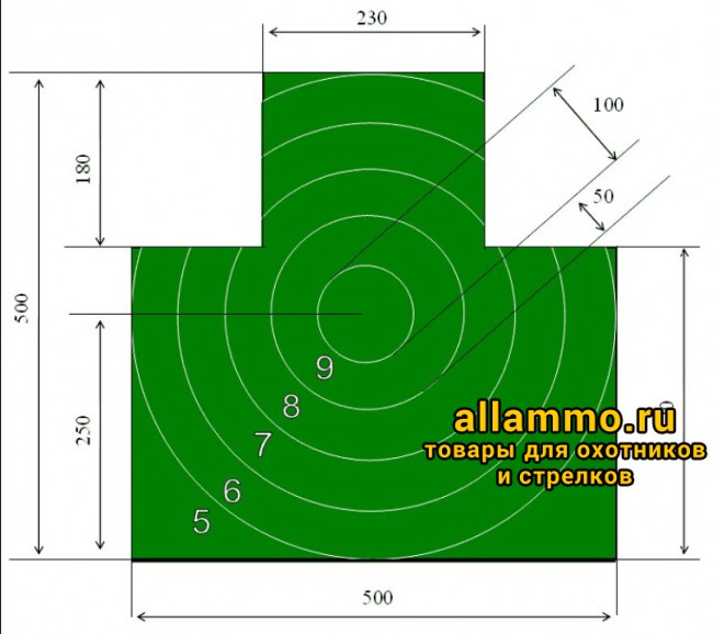 c2991.jpg Мишень для пристрелки пистолетов №4 грудная (500шт)