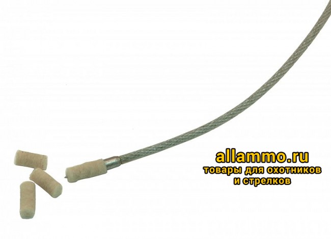 4c79b23a35615df2fa200bf4d562ce0e.jpg Шомпол гибкий ЧИСТОGUN универсальный для кал. от .22 до 12., с иглой под патчи + адаптер с резьбой мама 8/32, 100см (CHS-2S-10)