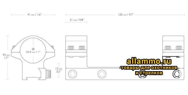 Кронштейн Hawke на 26мм на планку 9-11мм средние (22104)