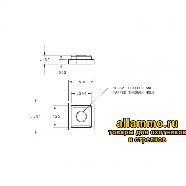 Прямоугольные гайки под направляющую Accuracy International, Freeland, Anschutz Rail 2шт (BT28-N)