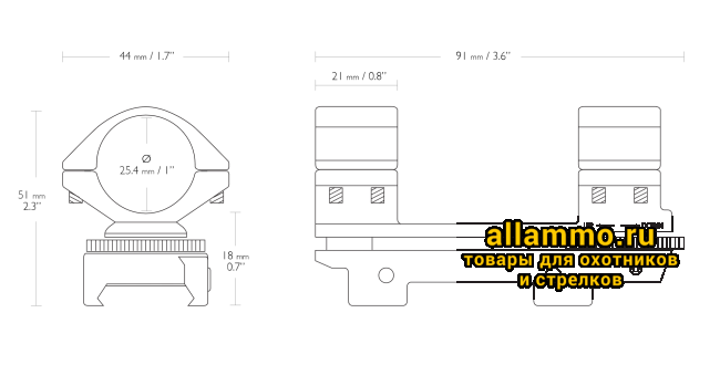 97ad113eab4f334e46b47a49a19aa808.png 22302 Единое основание Hawke Adjustable кольца 26мм высокие на планку Weaver +/-30 MOA