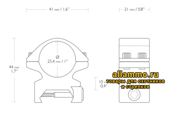 72109.5000.jpg 22113 Кольца Hawke 26мм на Weaver средние ВН=10мм
