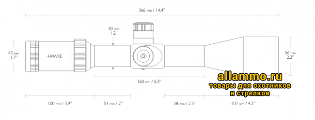 Оптический прицел Hawke Sidewinder 30 SF 4-16x50