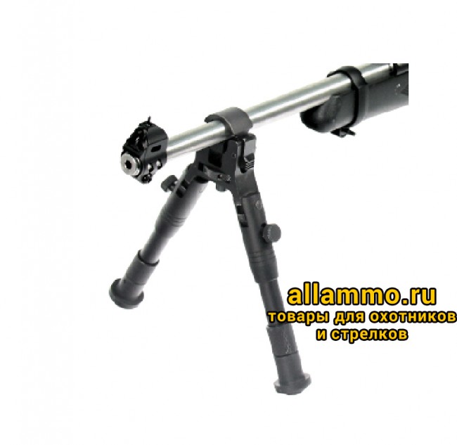 сошки UTG на ствол диаметром 1-1,9см., регул.высота 15,7-17см., 2 положения опор, алюминий, вес 292г.