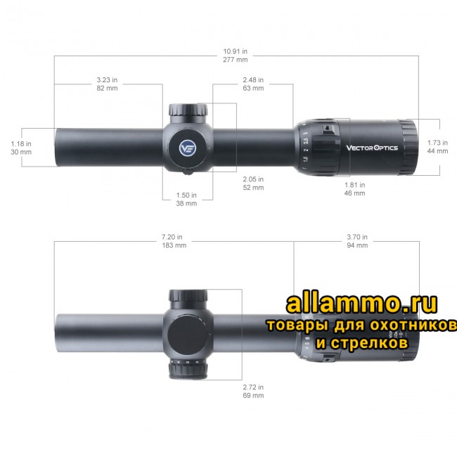 Оптический прицел Vector Optics Constantine 1-10x24 SFP Fiber кольца 30мм