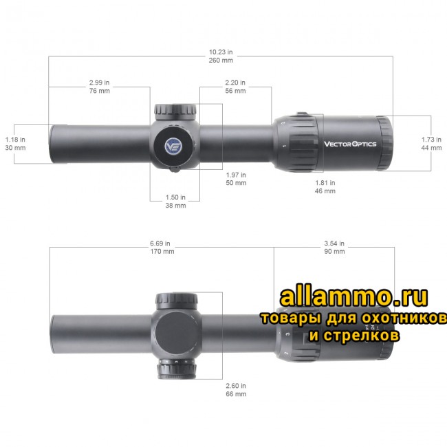 Оптический прицел Vector Optics Constantine 1-6x24 SFP кольца 30мм