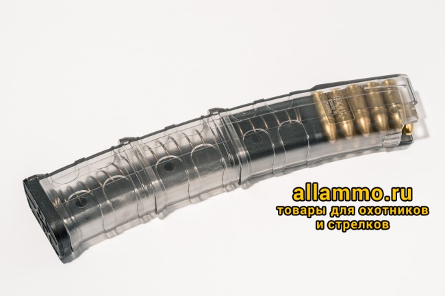 Магазин Pufgun на Сайга-9/ПП-Витязь 9х19 30 патронов, (возм. укорочения), прозрачный