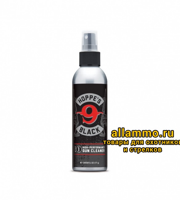 394001c1b474c0fe28999ea9d7db78e6.jpg Средство от нагара Hoppe's Black GUN CLEANER, безопасно для любого металла, спрей, 177мл. (HBC6)