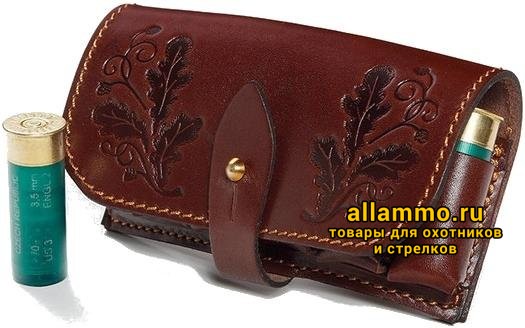 40677.970x0.JPG VEKTOR Подсумок кожаный на 6 патронов из натуральной кожи (П-48)