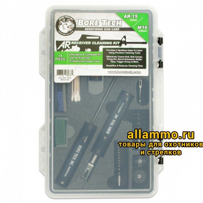 be6eecbf8f3a5881da9801317d45e01c.jpg Набор Bore Tech для чистки карабинов AR-типа, 14 предметов (BTAT-500-00)