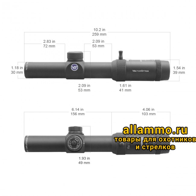 Оптический прицел Vector Optics Forester 1-4x24 SFP кольца 30мм