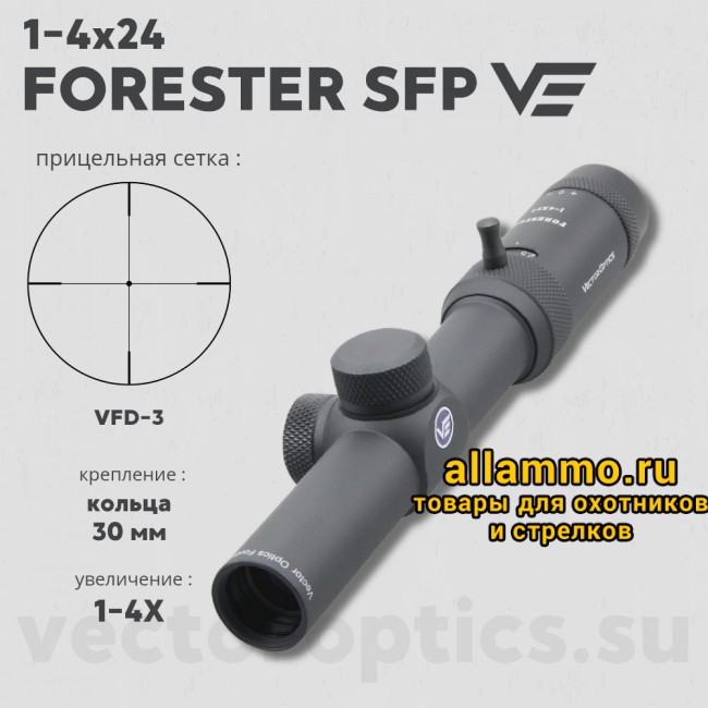 Оптический прицел Vector Optics Forester 1-4x24 SFP кольца 30мм