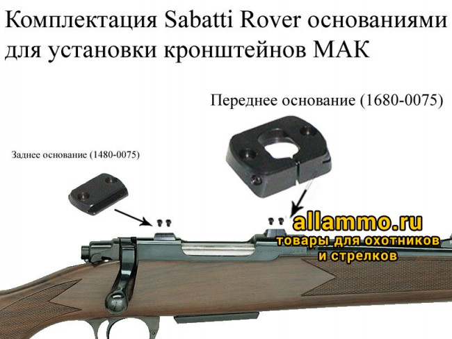 1480-0107+1680-0107 Переднее и заднее основание MAK под поворотный кронштейн на Tikka T3