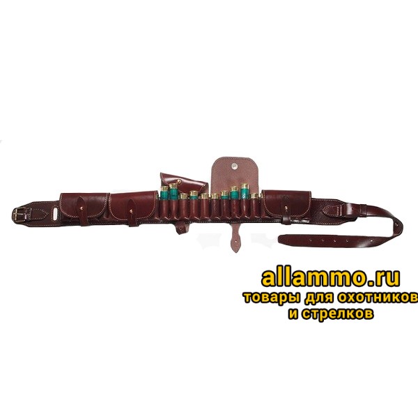 8424106fdb478489f9626756fc5e7598.jpg Патронташ Вектор закрытый из натуральной кожи на 25 патронов 12/16 калибра (П-42)
