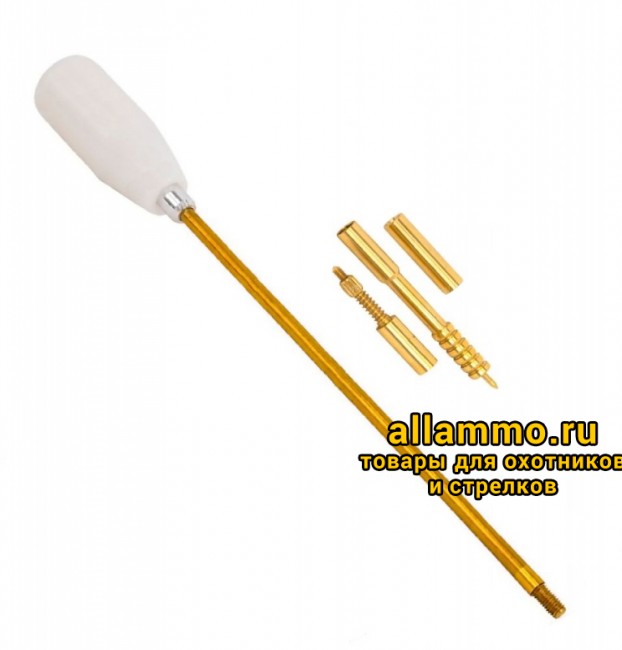 2d890886602f3f92d0cb5d5b812f3a0b.jpg Шомпол ЧИСТОGUN кал. .32-.45 стержень 6мм латунь без оплетки резьба папа 12/28, 20см (CH-32CBP-20)