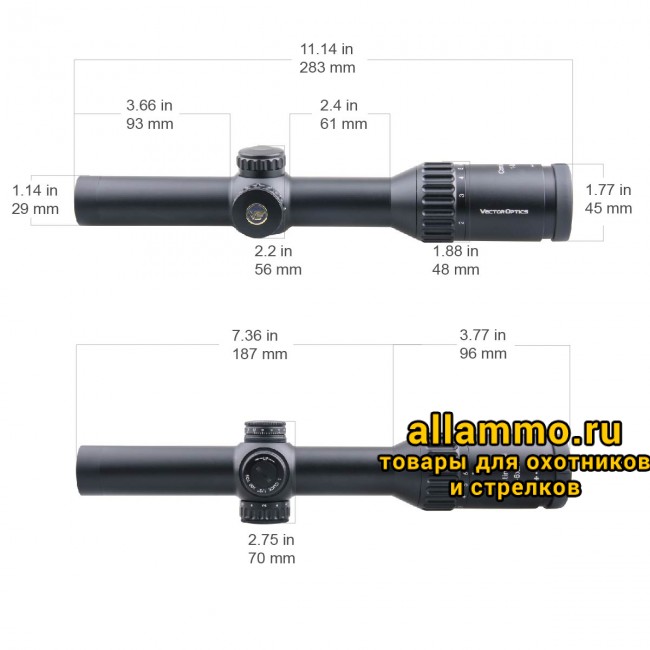 Оптический прицел Vector Optics Continental Hunting 1-6x24 SFP кольца 30 мм