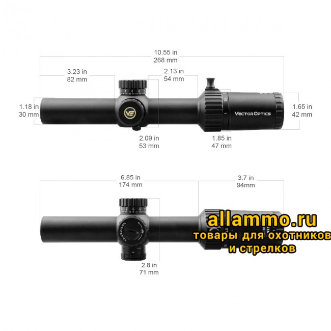Оптический прицел Vector Optics Taurus 1-6x24 FFP кольца 30 мм