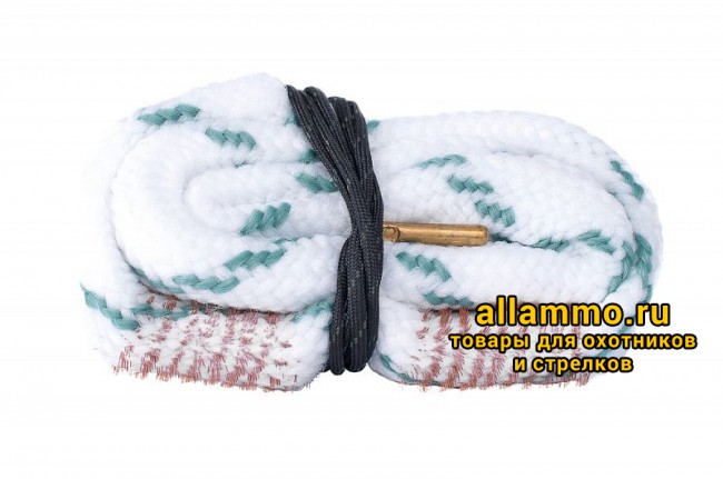 b86aac65fe76855a17d200a9722bbf12.jpg Гибкая змейка CleaningCord от ShotTime, кал.12, с бронз.ершом, материал-капрон, шнур 65см. с протяжкой