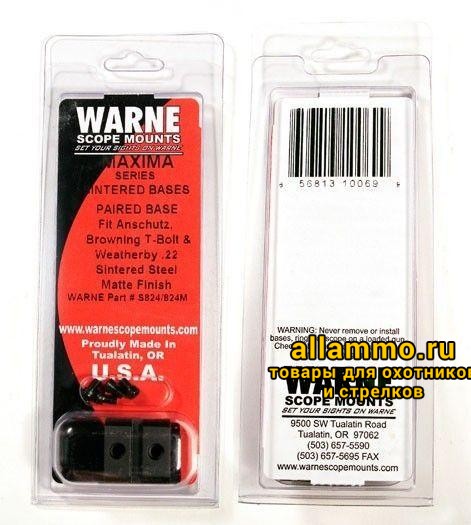 Основания Warne S824/824М на Anschutz (база weaver на 4 винта 12,7мм)