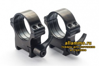 050-30-12-R Быстросъемные кольца Rusan 30мм на Weaver рычажные ВH=12мм