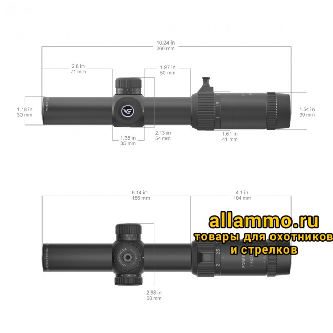 Оптический прицел Vector Optics Forester 1-5x24 SFP кольца 30мм