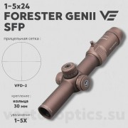 Оптический прицел Vector Optics Forester 1-5x24 SFP Coyote FDE кольца 30мм
