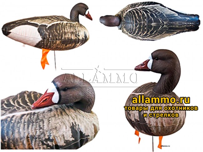 Комплект надувных чучел Белолобого гуся на стойке 6шт. Fusion Series