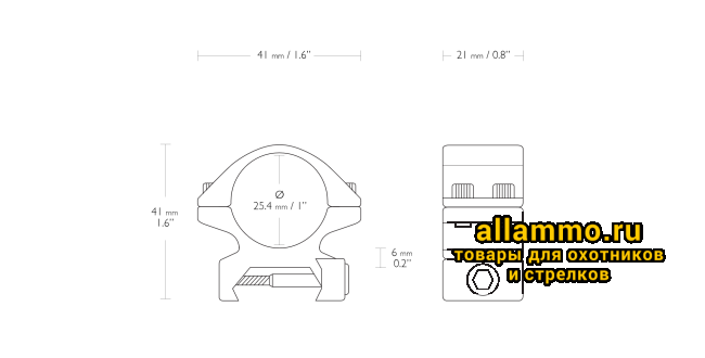 0bdd4ef7fa9bb85dd189e760b6305c8d.png 22112 Кольца Hawke 26мм на Weaver низкие BH=6мм