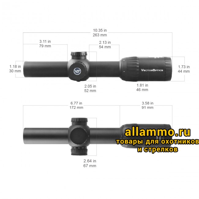 Оптический прицел Vector Optics Constantine 1-8x24 SFP кольца 30мм