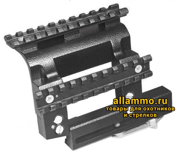 Переходник Сайга-БК/Weaver с дополнительной планкой weaver Боковой быстросъемный кронштейн Weaver Вилейка на Вепрь/Сайга/АК с доп планкой Weaver