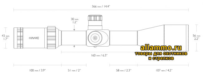 Оптический прицел Hawke Sidewinder 30 SF FFP 4-16x50