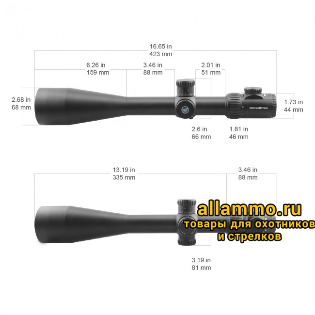 Оптический прицел Vector Optics Minotaur 10-50x60 GenII MFL SFP кольца 34мм