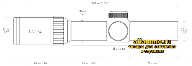 Оптический прицел Hawke Vantage 30 WA IR 1-4х24