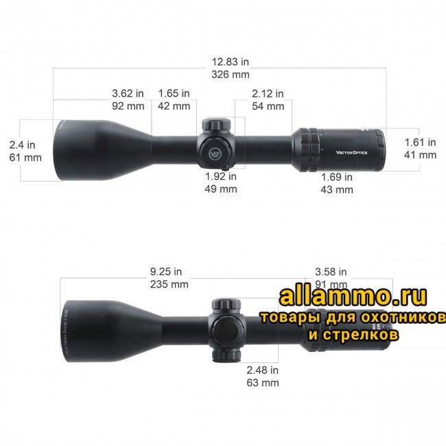 Оптический прицел Vector Optics Grizzly 3-12x56 SFP кольца 30мм