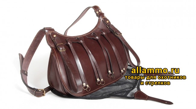 Ягдташ Вектор классический из натуральной кожи с сеткой и тороками (3-21)