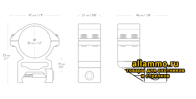 Кольца Hawke 30мм на Weaver с выносом 46мм высокие (22126)