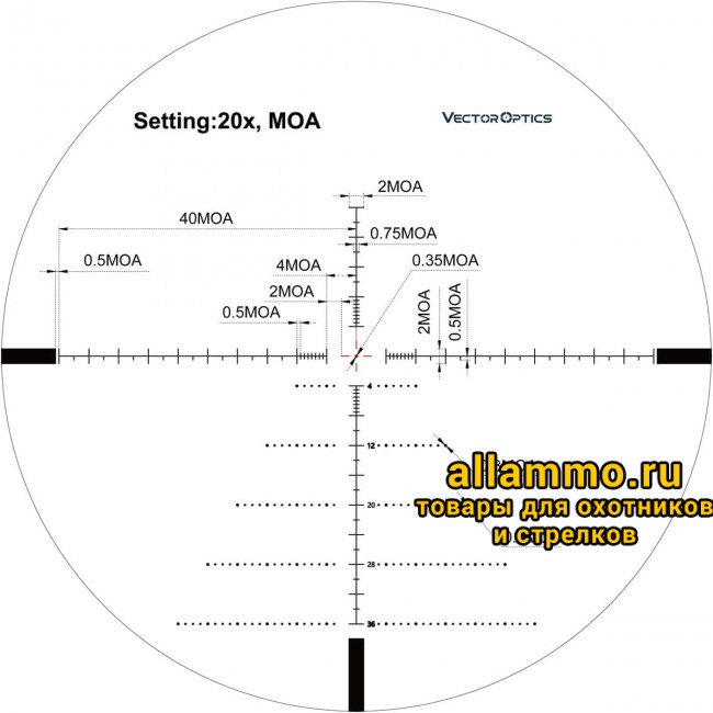 Оптический прицел Vector Optics Tourex 6-24x50 FFP кольца 30мм